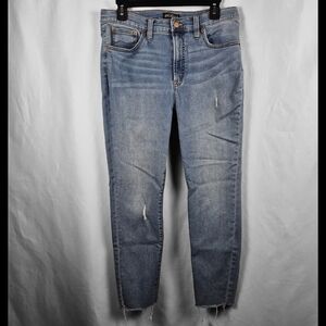 J.Crew Mercantile Skinny Jeans Womens 31 Light Wash Raw Hem Distressed Denim
